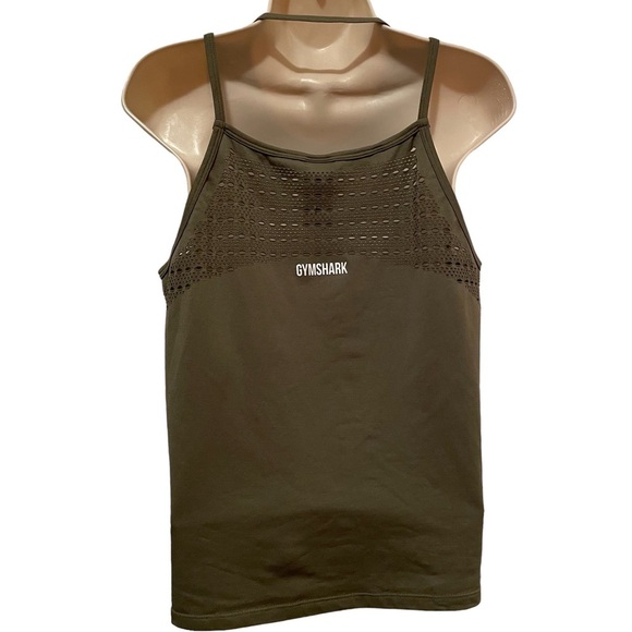 GymShark Women’s Energy Seamless Tank Top Running Workout Strappy Green Small - Picture 4 of 5
